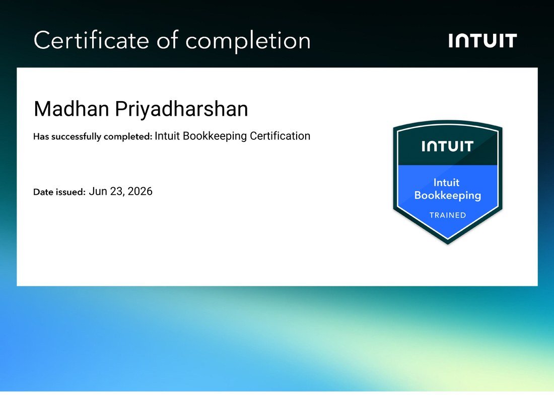 Intuit Bookkeeping Certification certificate