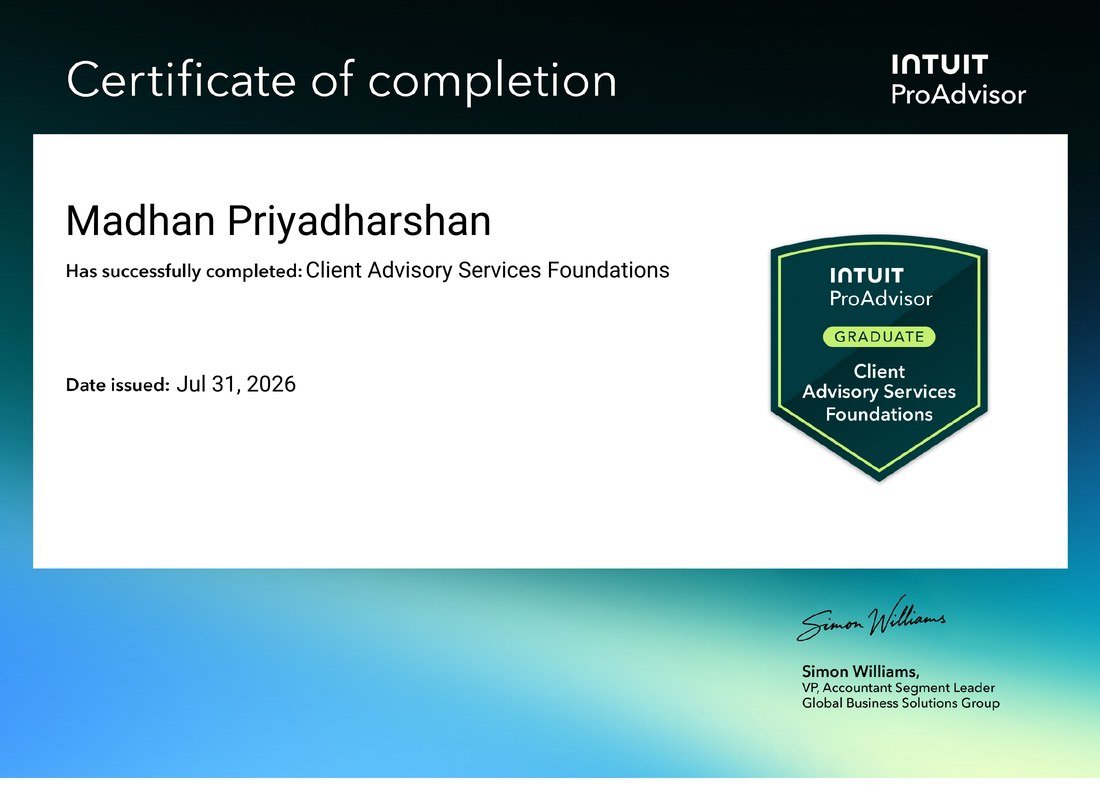 Client Advisory Services Foundations certificate
