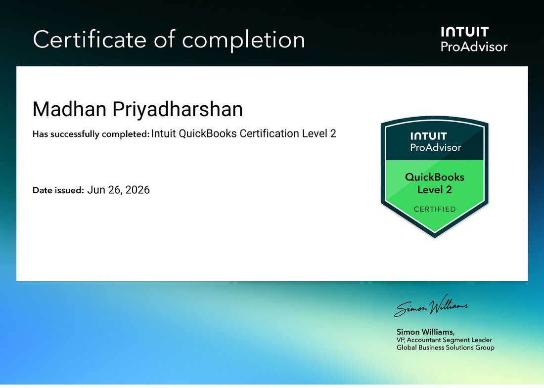Intuit QuickBooks Certification Level 2 certificate